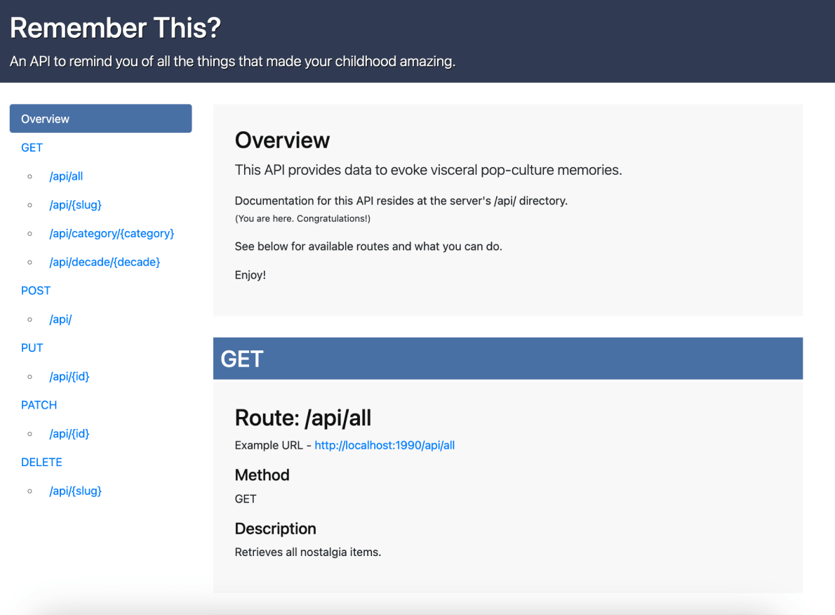 Nostalgia API Documentations